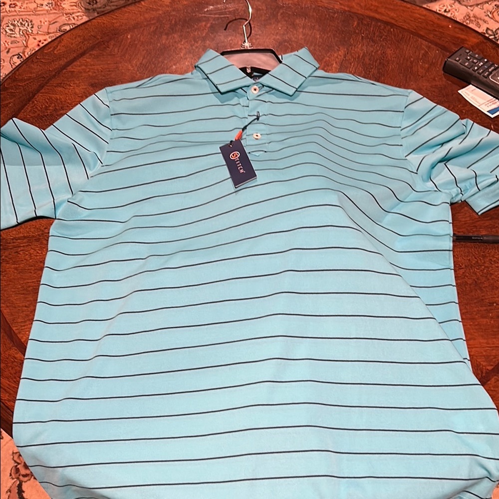 Men's Blue Striped Polo Shirt